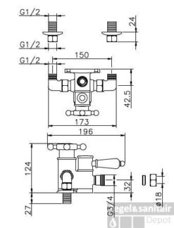 Huber Victorian Douchethermostaat Goud 150.VT51HAG -Hansgrohe Badkamerinterieur Winkel huber victorian douchethermostaat goud 150vt51hag 1