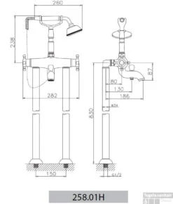 Huber Victorian Staande Thermostatische Badkraan Met Douchegarnituur Goud 25801HAG