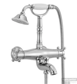 Huber Victorian Thermostatische Badkraan Met Douchegarnituur Chroom-Goud 194VT01HCA -Hansgrohe Badkamerinterieur Winkel huber victorian thermostatische badkraan met douchegarnituur chroom goud 194vt01hca 0