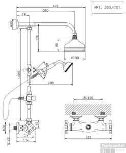 Huber Victorian Thermostatische Doucheset Goud 390VT01HAG -Hansgrohe Badkamerinterieur Winkel huber victorian thermostatische doucheset goud 390vt01hag 1