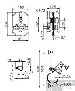 Huber Victorian Thermostatische Inbouw Doucheset Chroom/Goud 910.VT01H.CA -Hansgrohe Badkamerinterieur Winkel huber victorian thermostatische inbouw doucheset chroomgoud 910vt01hca 1