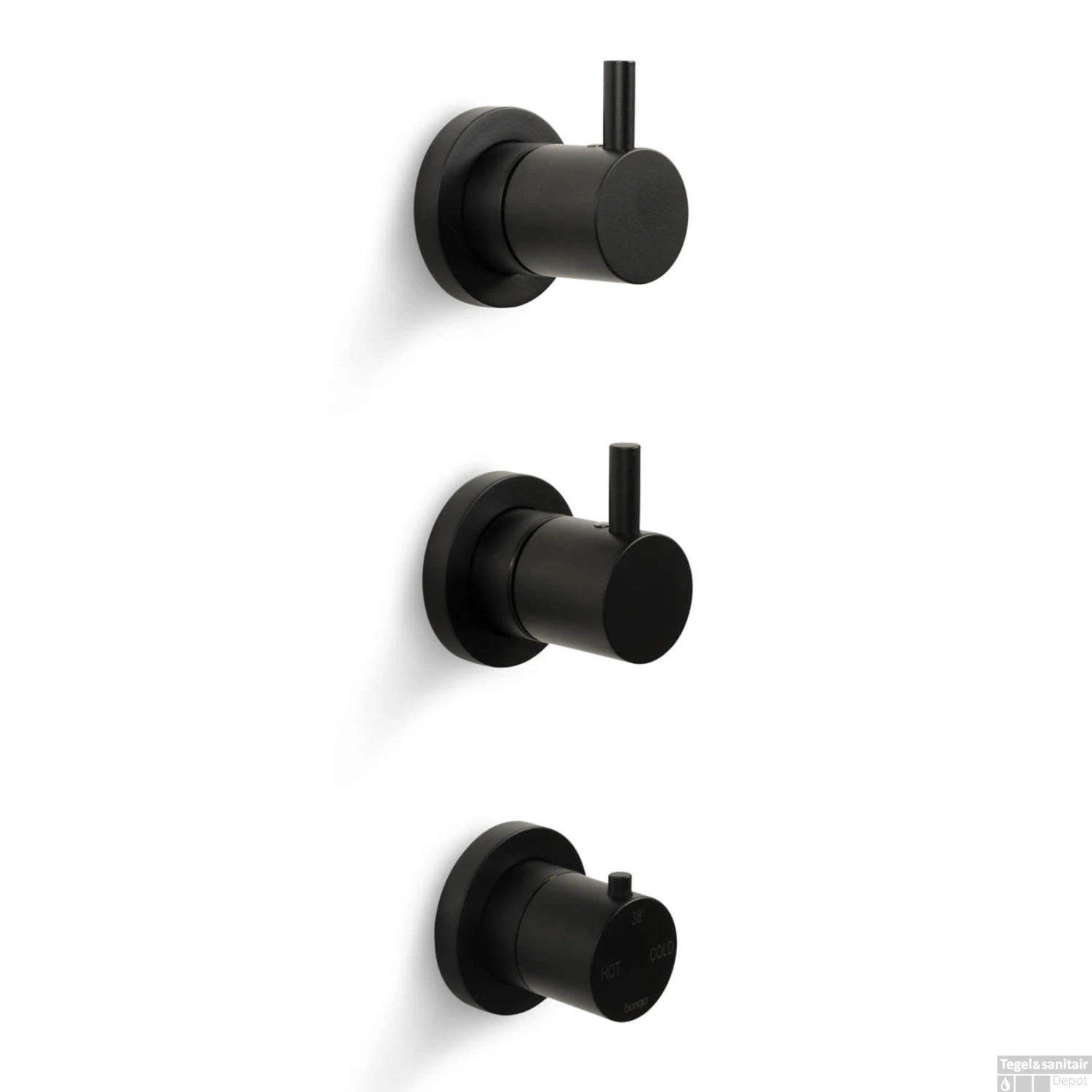 Inbouw Douchekraan Bongio Squandra Thermostatisch Met 2 Stopkranen En Installatiebrug Mat Zwart - Afbeelding 2