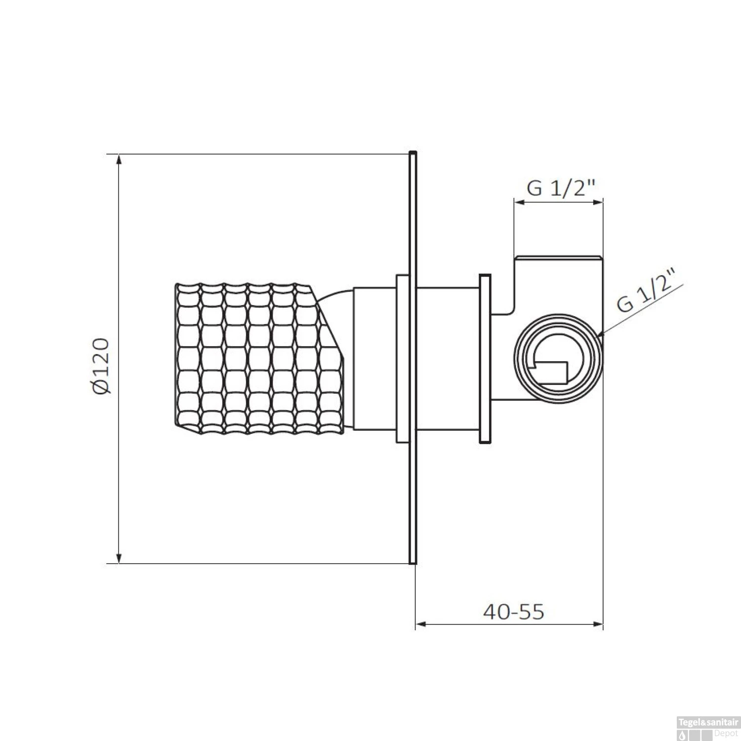 Inbouw Douchekraan GRB Aura Ø12 Cm Chromen Knop Messing Wit 4 Inbouw Douchekraan GRB Aura Ø12 Cm Chromen Knop Messing Wit - Afbeelding 2