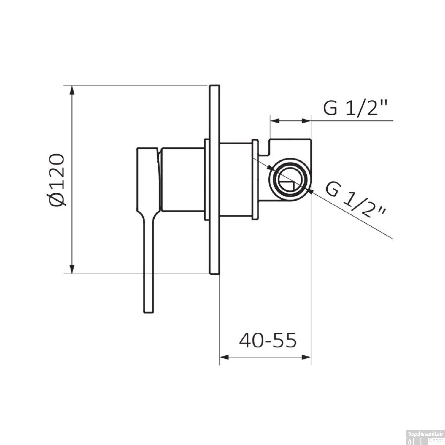 Inbouw Douchekraan GRB Time 1-Wegs Mengkraan Messing Wit 4 Inbouw Douchekraan GRB Time 1-Wegs Mengkraan Messing Wit - Afbeelding 2