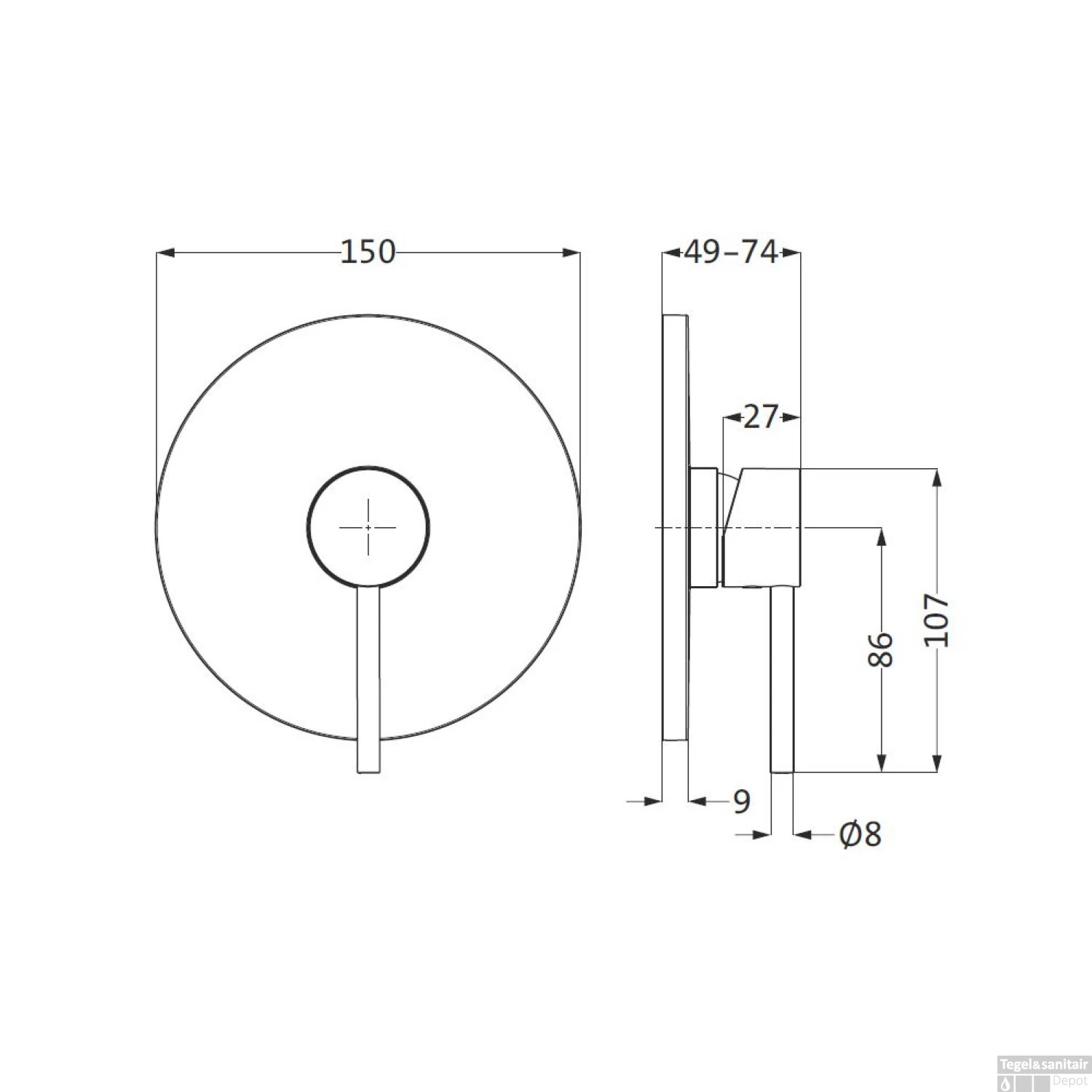 Inbouw Douchekraan Herzbach Design New Met Metalen Rozet Ø15 Cm Chroom - Afbeelding 2