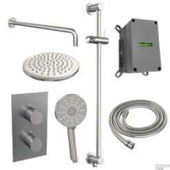 Inbouw Regendouche Set Brauer Brushed Edition Gebogen Wanduitloop Ronde Hoofddouche 20 Cm Met Handdouche 3 Standen En Glijstang RVS Look -Hansgrohe Badkamerinterieur Winkel inbouw regendouche set brauer brushed edition gebogen wanduitloop ronde hoofddouche 20 cm met handdouche 3 standen en glijstang rvs look shop