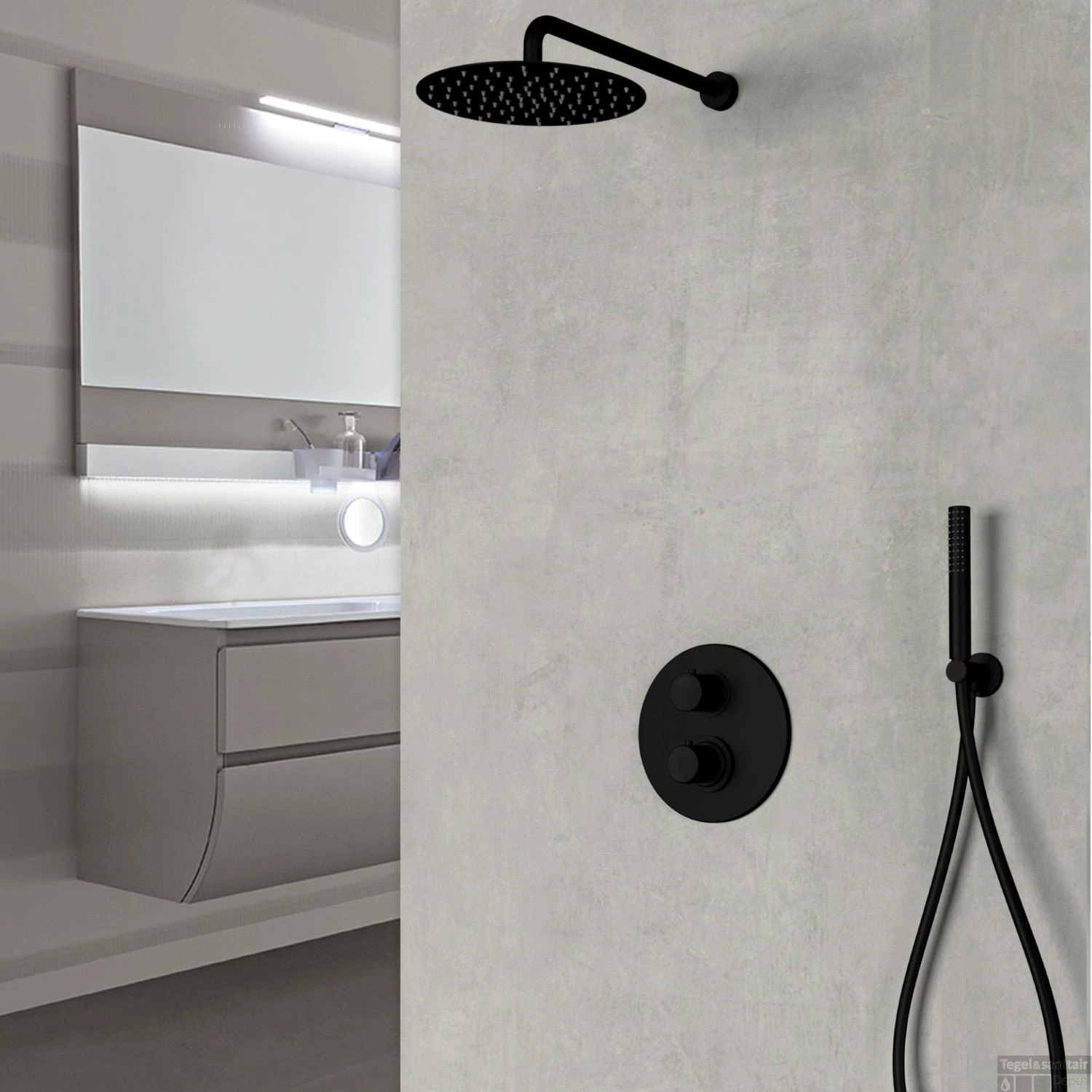Inbouw Regendouche Set Sanimex Design Giulini Met Inbouwdeel Thermostatisch Mat Zwart