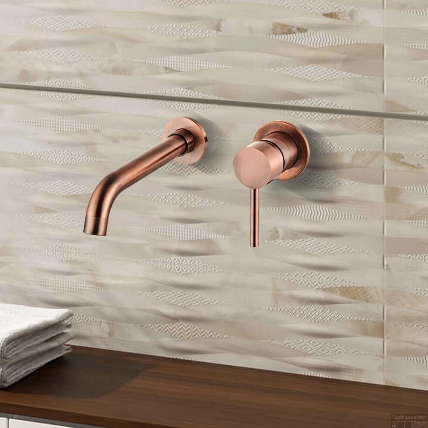 Inbouw Wastafelkraan BWS Koper Eenhendel Geborsteld Koper (Inclusief Inbouwdeel) - Afbeelding 2