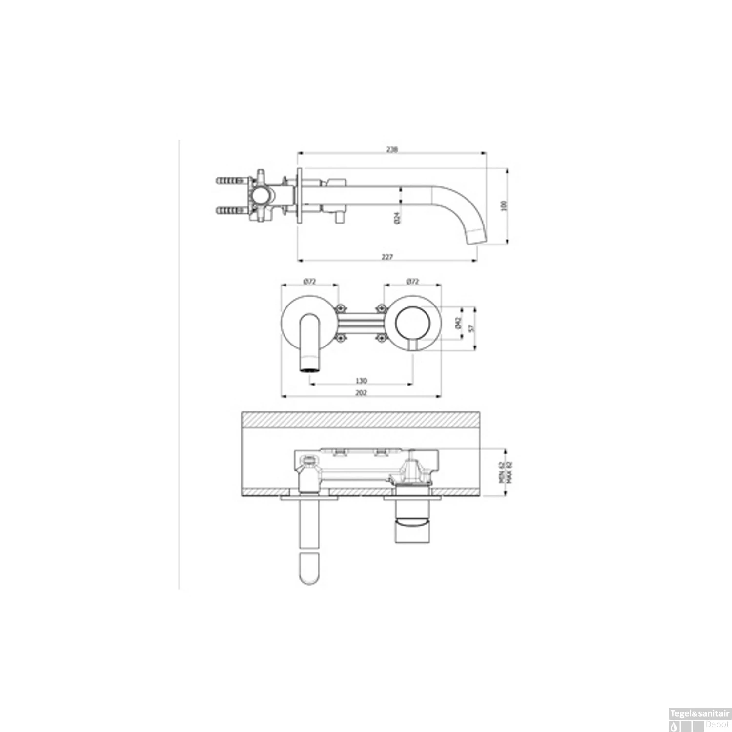 Inbouw Wastafelkraan Plieger Napoli 2-Gats Inclusief Inbouwdeel RVS 4 Inbouw Wastafelkraan Plieger Napoli 2-Gats Inclusief Inbouwdeel RVS - Afbeelding 2