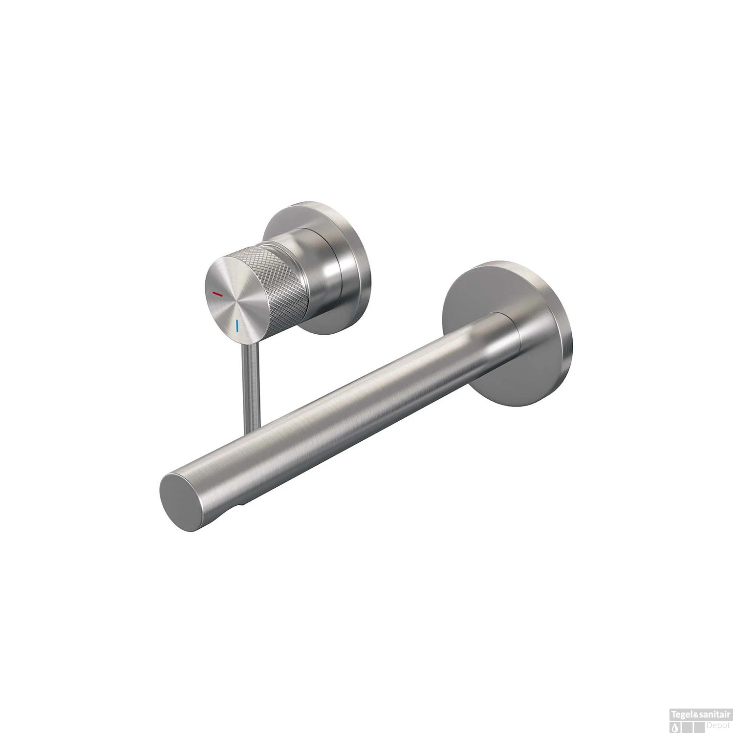 Inbouw Wastafelmengkraan Brauer Brushed Carving Coldstart Rechte Uitloop Ronde Hendel Links Geborsteld RVS PVD Met Rozetten