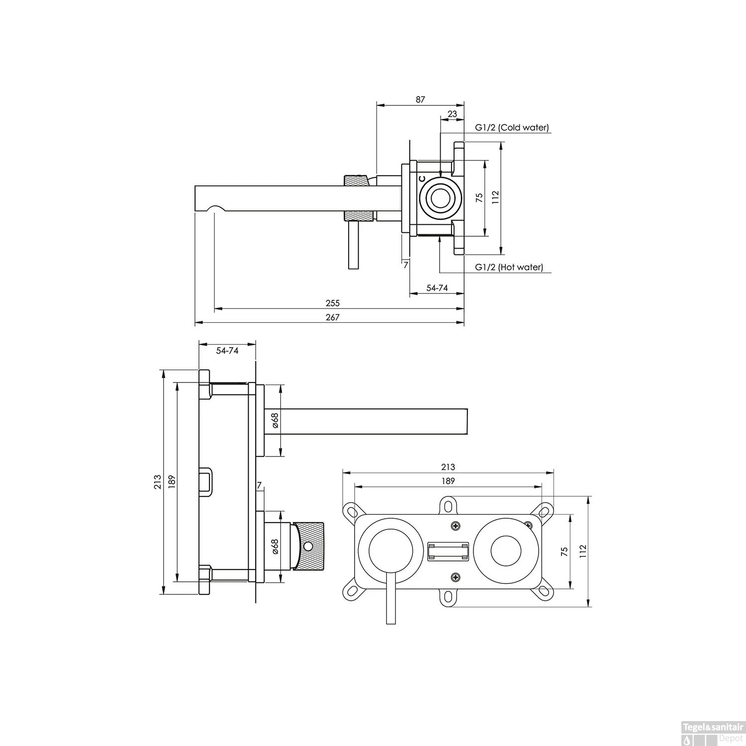 Inbouw Wastafelmengkraan Brauer Brushed Carving Coldstart Rechte Uitloop Ronde Hendel Links Geborsteld RVS PVD Met Rozetten - Afbeelding 4
