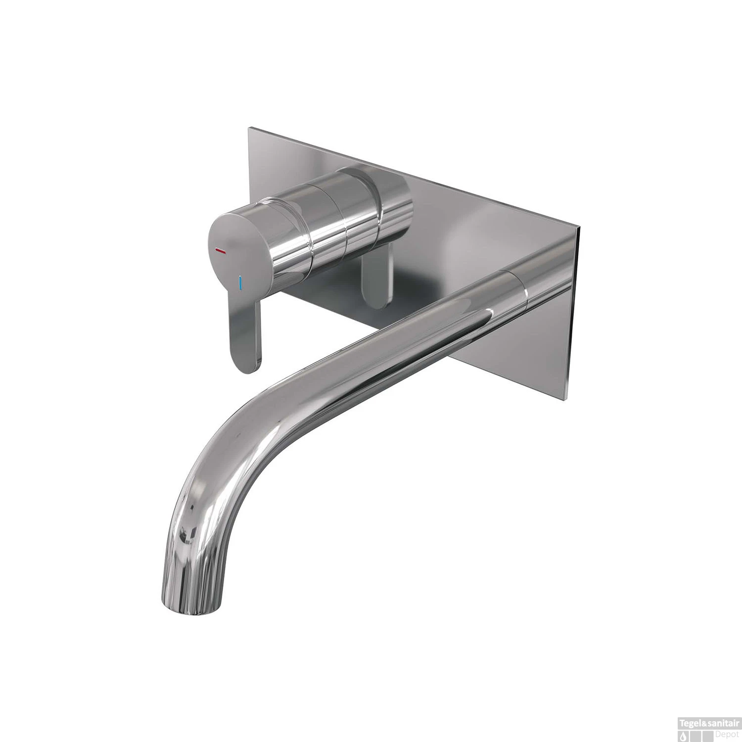 Inbouw Wastafelmengkraan Brauer Chrome Edition Coldstart Gebogen Uitloop Korte Platte Hendel Links Chroom Met Afdekplaat