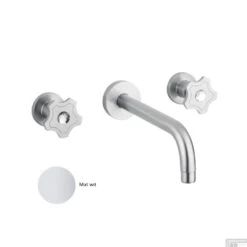 Inbouw Wastafelmengkraan Sanimex Giulini Tweeknops 25cm Inclusief G-Link Inbouwdeel Mat Wit