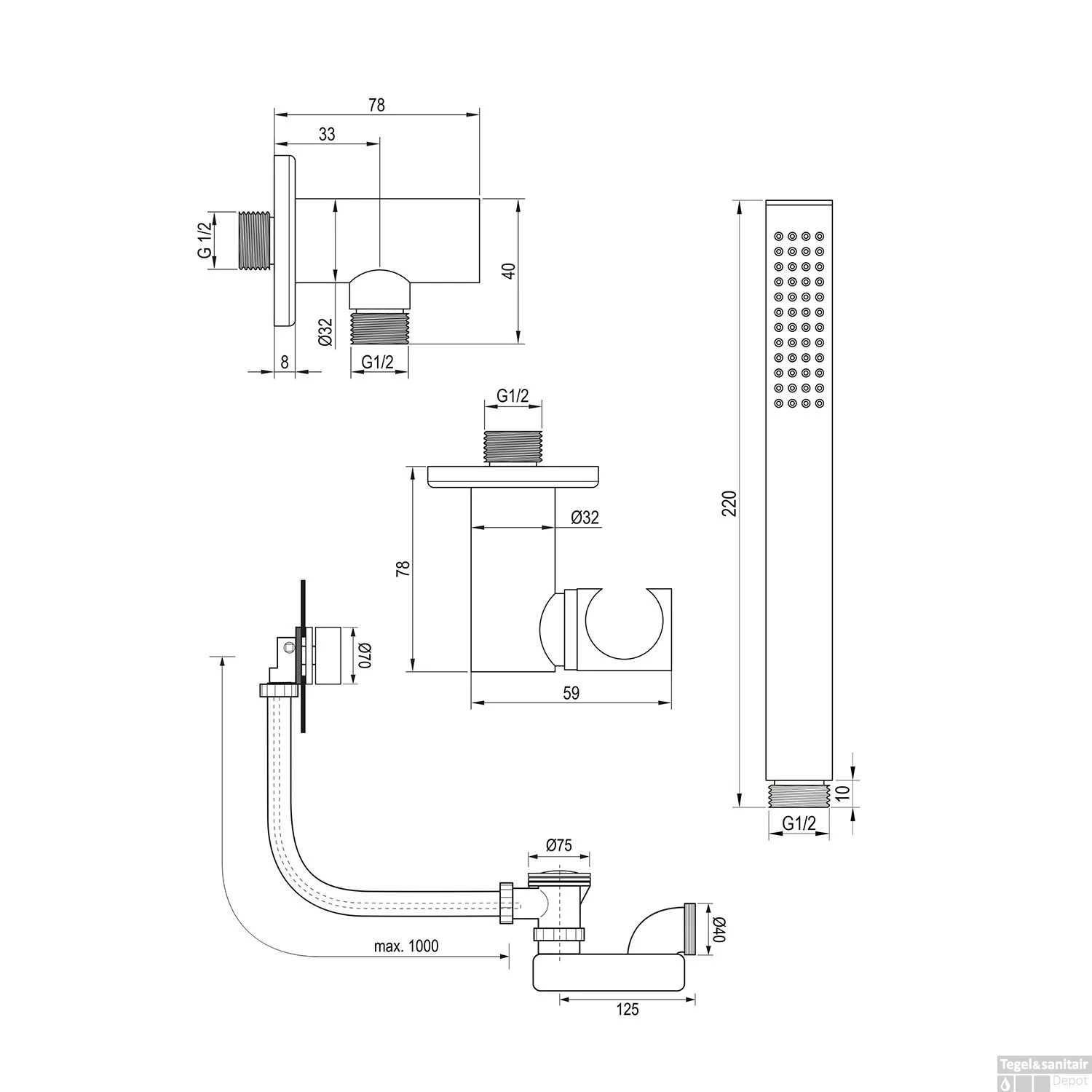 Inbouwthermostaatset Brauer Black Incl Staafhanddouche En Badafvoer Mat Zwart 12 Inbouwthermostaatset Brauer Black Incl Staafhanddouche En Badafvoer Mat Zwart - Afbeelding 10