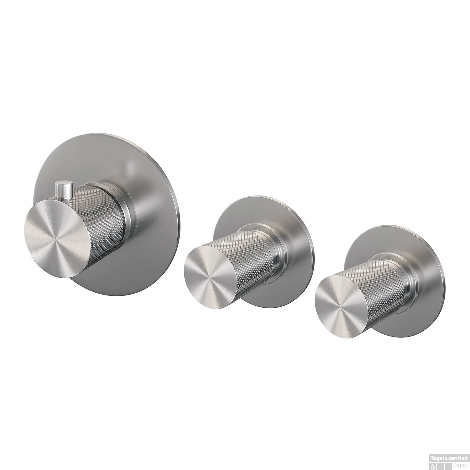 Inbouwthermostaatset Brauer Brushed Carving Incl 3 Standen Handdouche En Badafvoer RVS - Afbeelding 3