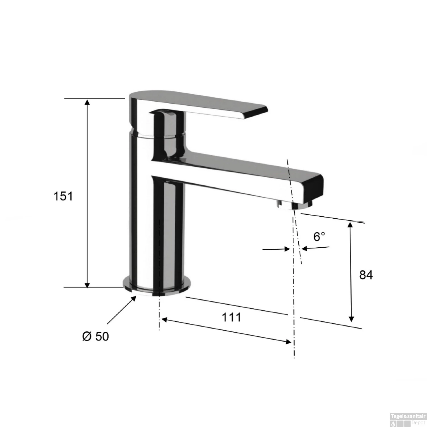 Wastafelmengkraan Sapho Kai 1-hendel Recht 15.1 Cm Mat Zwart 7 Wastafelmengkraan Sapho Kai 1-hendel Recht 15.1 Cm Mat Zwart - Afbeelding 5