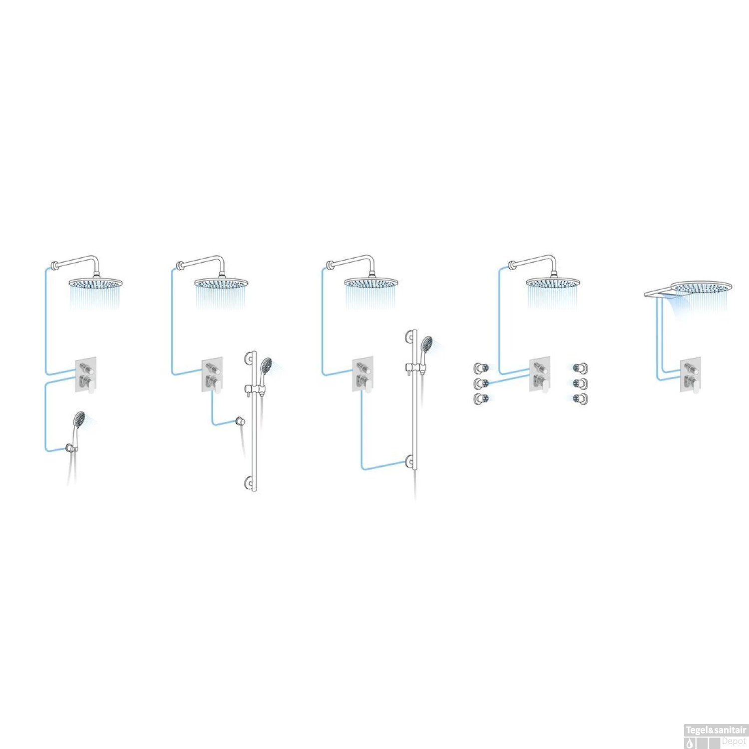 Douchekraan Inbouw Sapho KAI Mengkraan Afbouwdeel 2-weg Mat Zwart (incl. Inbouwdeel) - Afbeelding 2