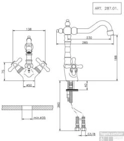 Keukenkraan Huber Croisette Goud 28701HAG