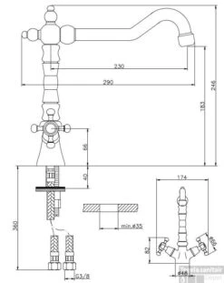 Keukenkraan Huber Victorian Brons 25701HBA