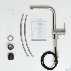 Keukenmengkraan Schutte London Hoge Draaibare En Uittrekbare Uitloop Hoge Druk RVS -Hansgrohe Badkamerinterieur Winkel keukenmengkraan schutte london hoge draaibare en uittrekbare uitloop rvs sfeer6