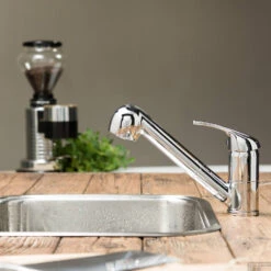 Keukenmengkraan Schutte Supra Uittrekbare Sproeier Chroom -Hansgrohe Badkamerinterieur Winkel keukenmengkraan schutte supra uittrekbare sproeier chroom sfeer2