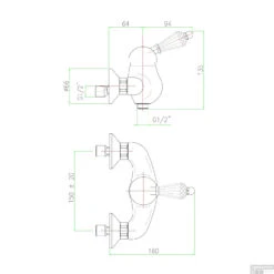 Opbouw Douchekraan Sapho Kirké Mengkraan Retro Kristal 1-hendel Chroom -Hansgrohe Badkamerinterieur Winkel ki11kc opbouw douchekraan sapho kirk mengkraan retro kristal 1 hendel chroom 2