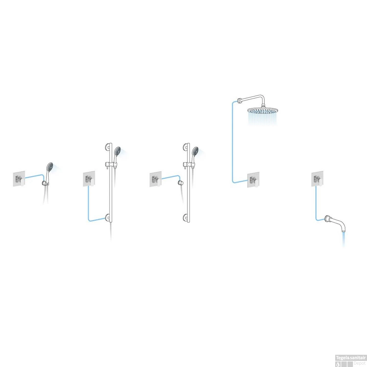 Douchekraan Inbouw Sapho Kirké Crystal Mengkraan Retro Afbouwdeel 1-weg Chroom (incl. Inbouwdeel) - Afbeelding 3