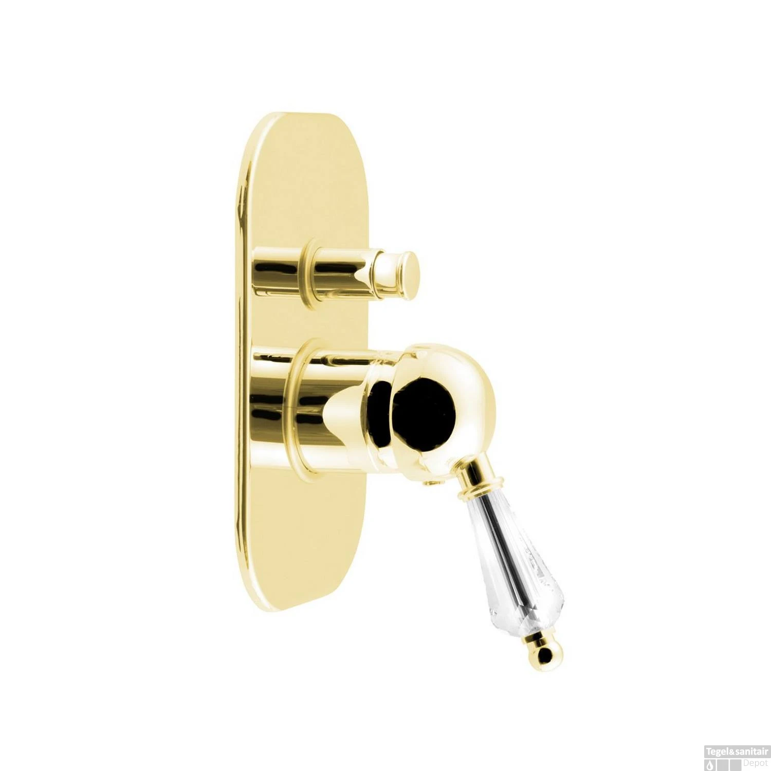 Douchekraan Inbouw Sapho Kirké Crystal Mengkraan Retro Afbouwdeel 2-weg Goud (incl. Inbouwdeel) - Afbeelding 2