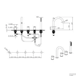 Caral 5-gats Badrandkraan Chroom Compleet -Hansgrohe Badkamerinterieur Winkel koh29.3961 sfeer 1
