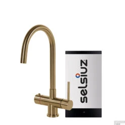 Kokendwaterkraan Selsiuz Steel Rond Gold Inclusief Single Boiler