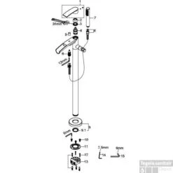 Lima Vrijstaande Badmengkraan Waterval Chroom -Hansgrohe Badkamerinterieur Winkel lima vrijstaande badmengkraan waterval chroom technisch