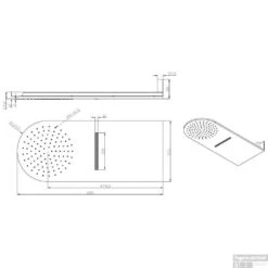 Luxe Wand-hoofddouche 25x60 Waterval Chroom Met Afronding -Hansgrohe Badkamerinterieur Winkel luxe wand hoofddouche 25x60 waterval chroom met afronding lijntekening