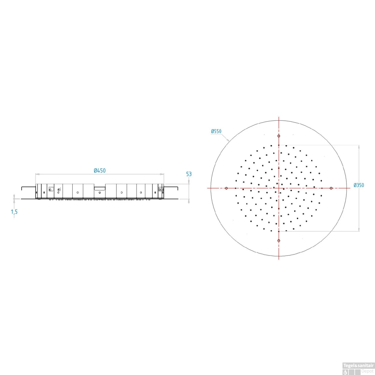 Hoofddouche Showerlicious Lagoo Nesso 55 Cm RVS Mat Zwart 4 Hoofddouche Showerlicious Lagoo Nesso 55 Cm RVS Mat Zwart - Afbeelding 2