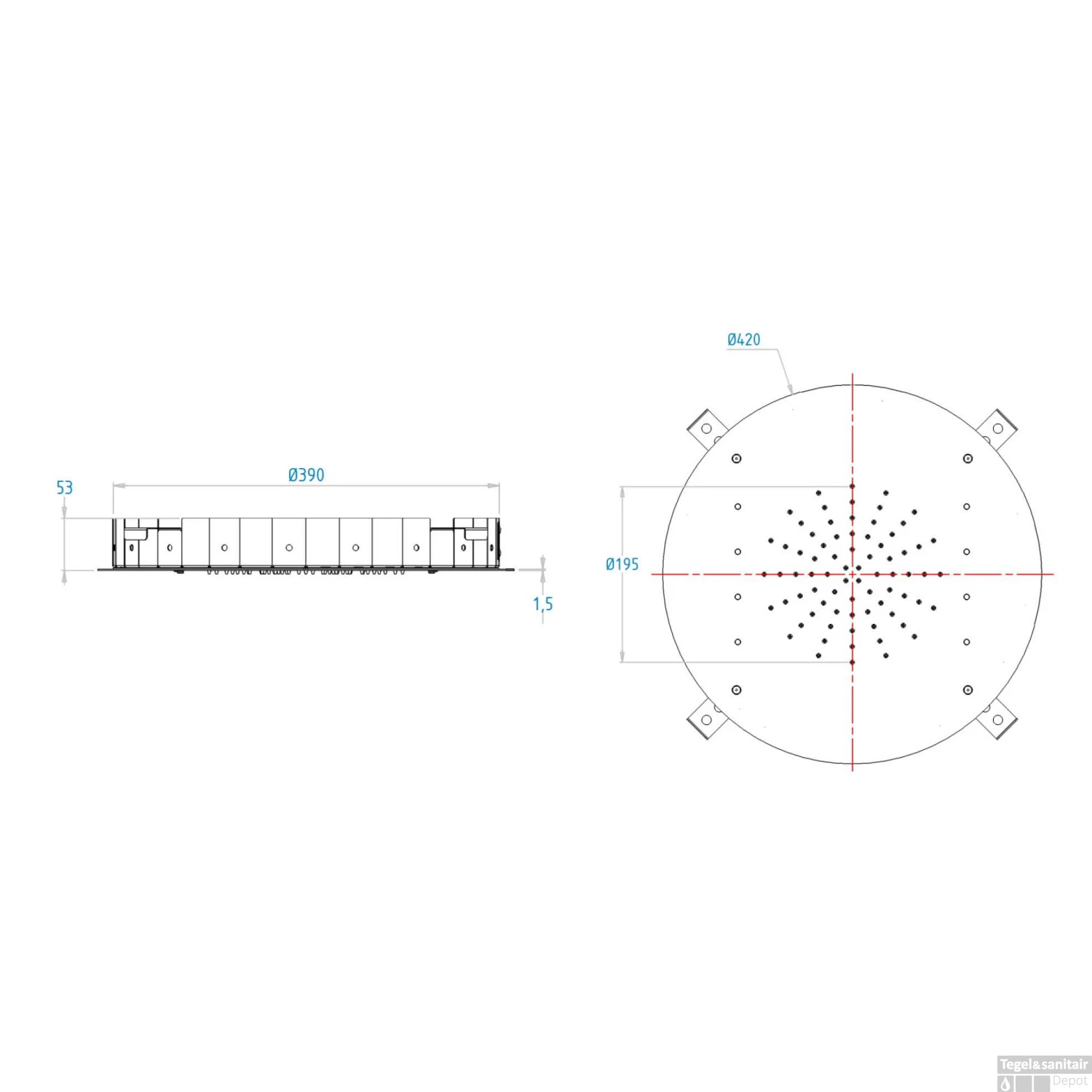 Hoofddouche LED It Rain Lagoo Nesso Multi Color LED Met Afstandsbediening 42 Cm RVS Geborsteld Goud PVD 4 Hoofddouche LED It Rain Lagoo Nesso Multi Color LED Met Afstandsbediening 42 Cm RVS Geborsteld Goud PVD - Afbeelding 2