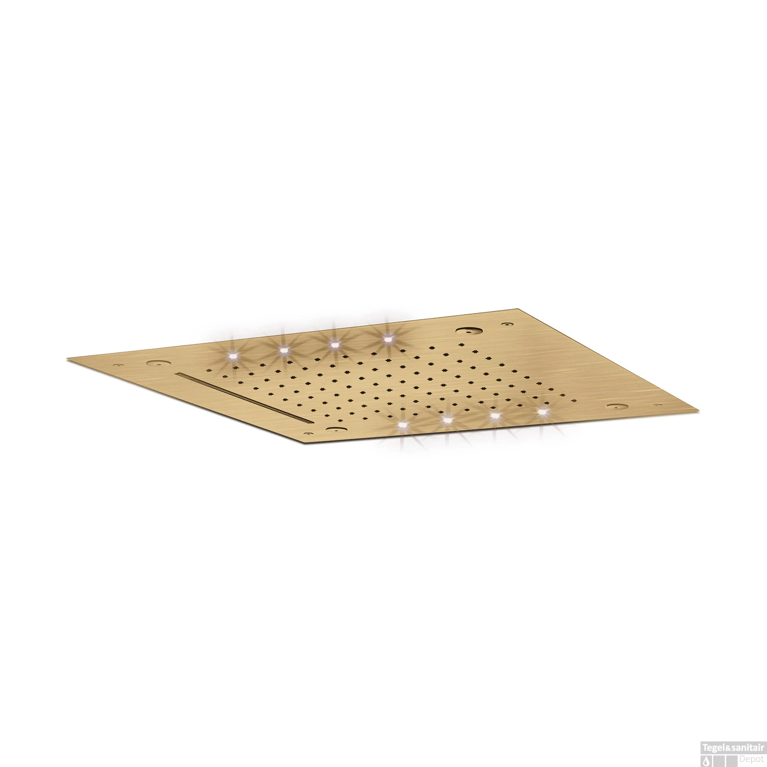 Hoofddouche LED It Rain Lagoo Nesso Multi Color LED Met Cascade En Nevel Functie 43 X 43 Cm RVS Geborsteld Goud PVD 3 Hoofddouche LED It Rain Lagoo Nesso Multi Color LED Met Cascade En Nevel Functie 43 X 43 Cm RVS Geborsteld Goud PVD