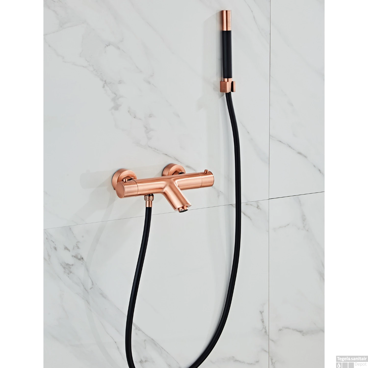 Opbouw Badkraan Boss & Wessing Copper Pro Thermostatisch Met Handdouche Geborsteld Koper