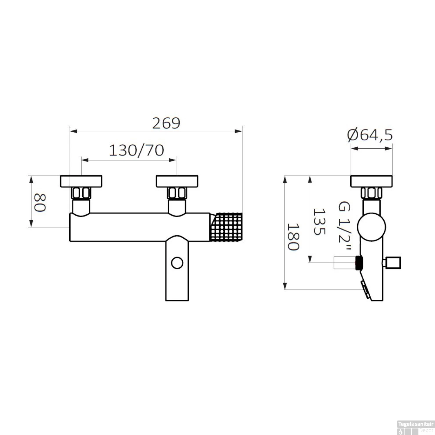 Opbouw Badkraan GRB Aura Mengkraan Messing Zwart 4 Opbouw Badkraan GRB Aura Mengkraan Messing Zwart - Afbeelding 2