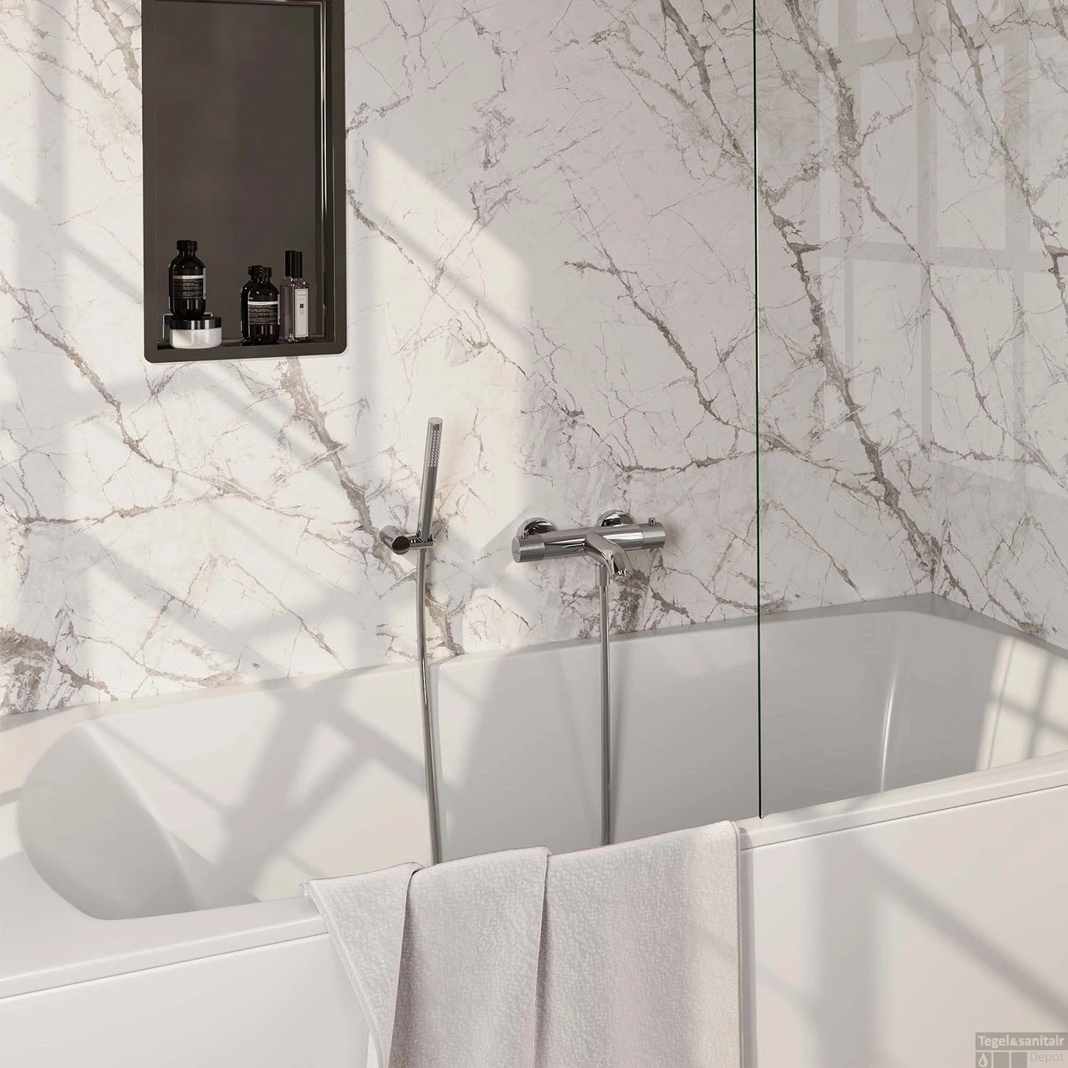 Opbouwset Bad- En Douchekraan Brauer Chrome Carving Thermostatisch Met Wandhouder Chroom