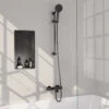 Opbouwset Bad- En Douchekraan Brauer Gunmetal Carving Thermostatisch Met Glijstang En Handdouche 3 Standen Geborsteld Gunmetal -Hansgrohe Badkamerinterieur Winkel opbouwset bad en douchekraan brauer gunmetal carving thermostatisch met glijstang en handdouche 3 standen geborsteld gunmetal sfeer
