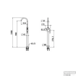 Vrijstaande Badkraan Best Design Ore Met Handdouche RVS -Hansgrohe Badkamerinterieur Winkel ore vrijstaande badkraan rvs met handdouche lijntekening
