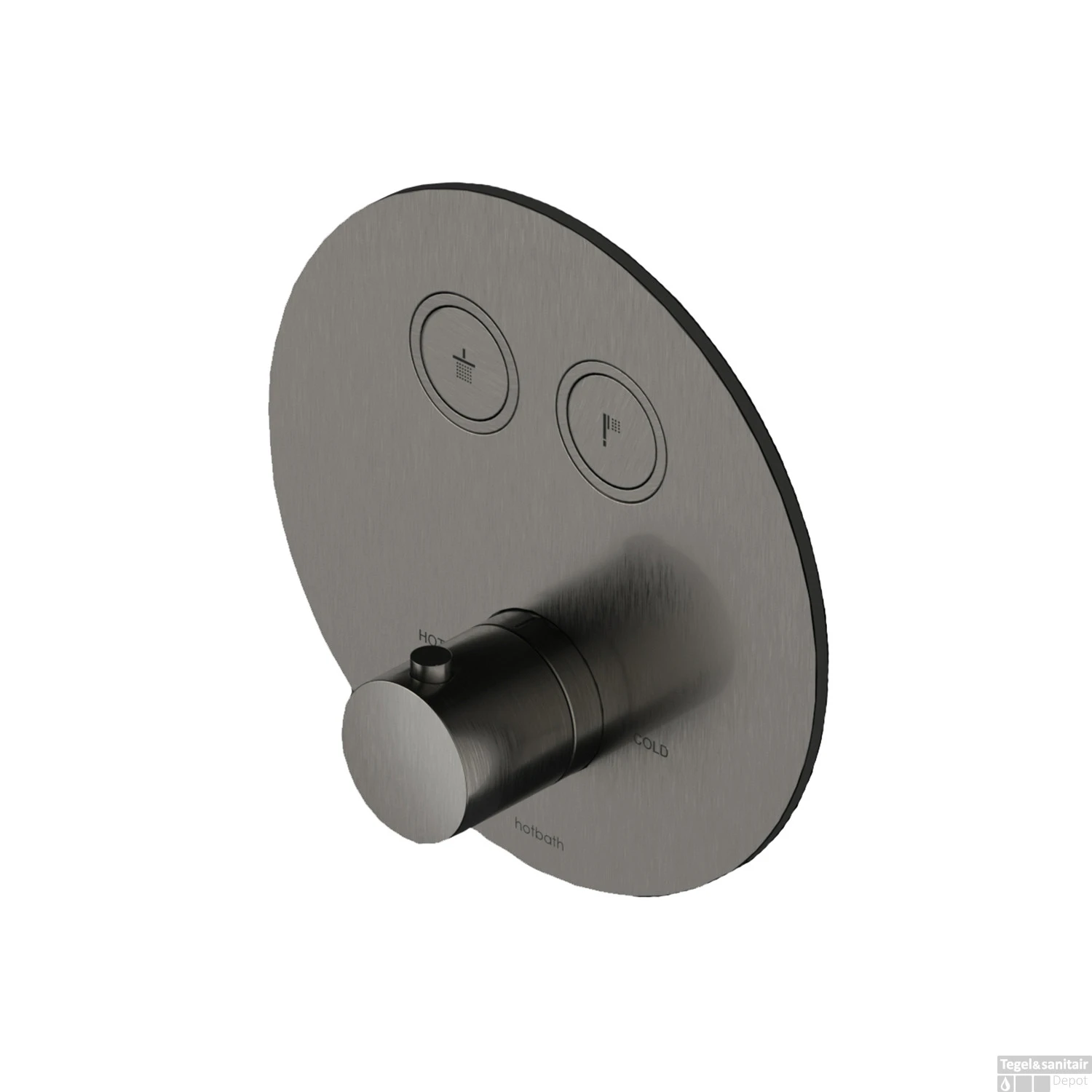 Douchethermostaat Hotbath Cobber Inbouw 2 Pushbuttons Rond Verouderd IJzer (excl. Inbouwdeel)