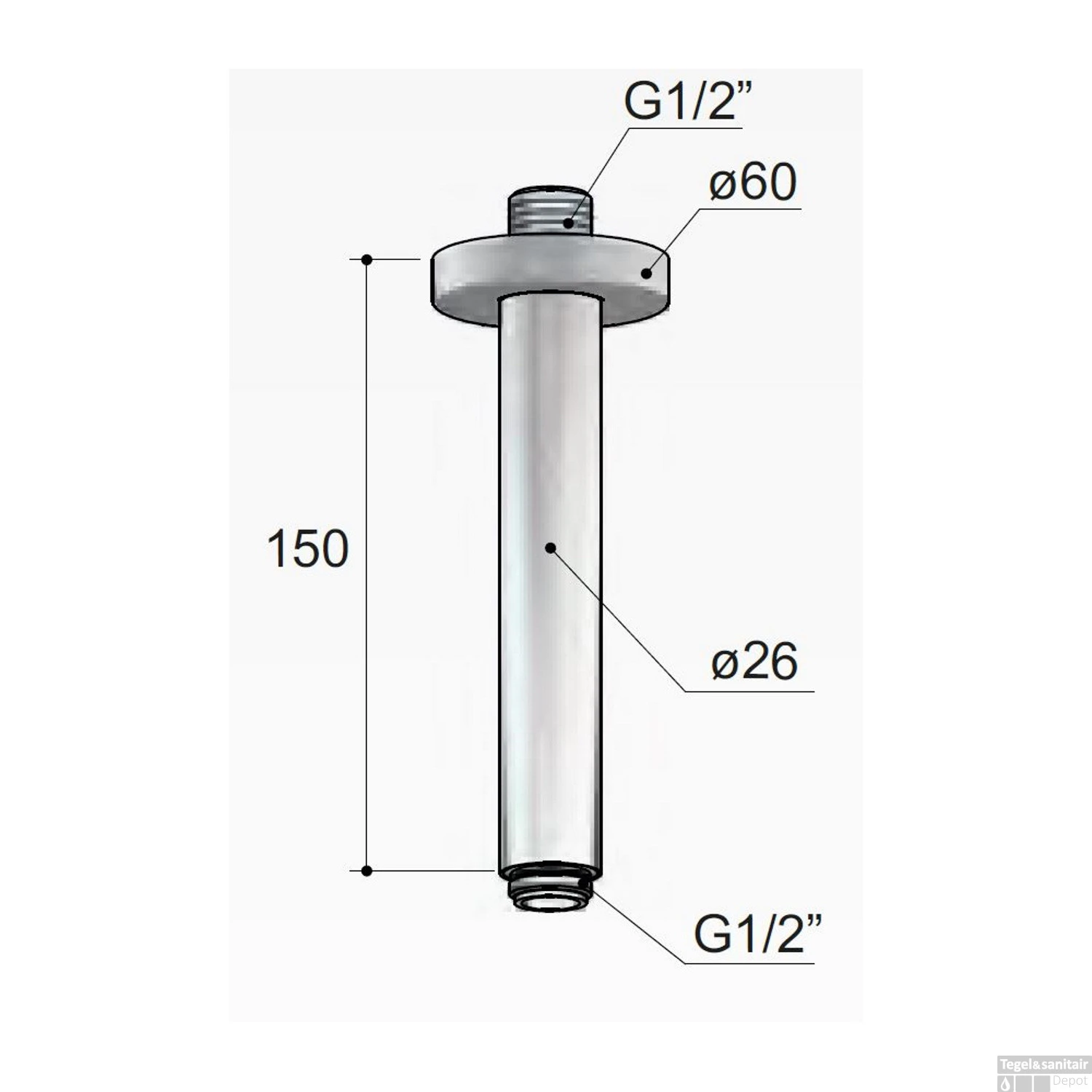 Plafonduitloop Hotbath Mate 15 Cm Rond Geborsteld Nikkel - Afbeelding 2