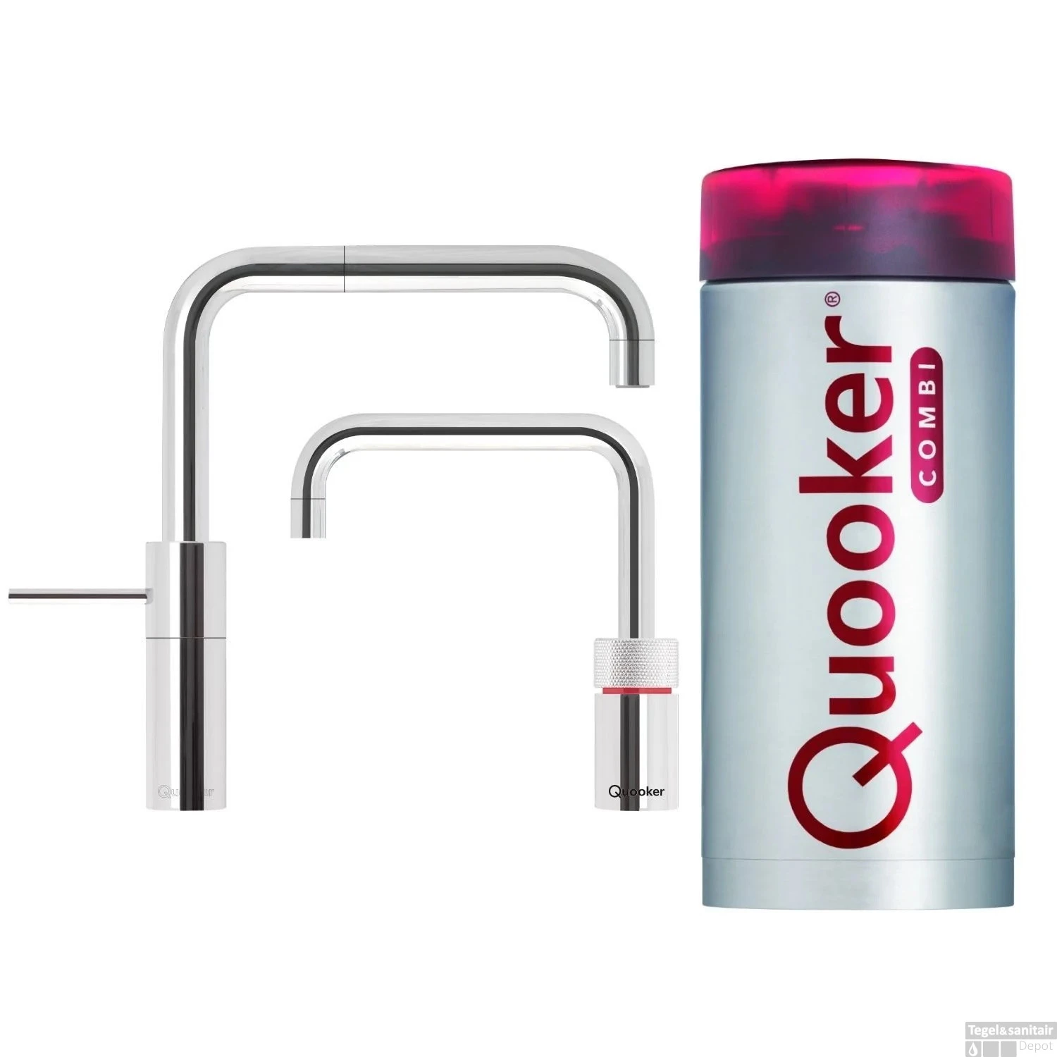 Quooker Nordic Square Twintaps Met Combi + Boiler Chroom