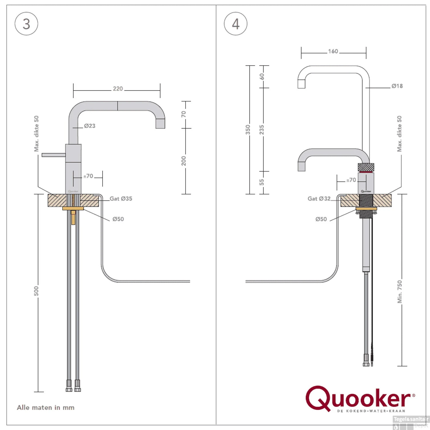 Quooker Nordic Square Twintaps Met PRO3 VAQ-E Boiler RVS 6 Quooker Nordic Square Twintaps Met PRO3 VAQ-E Boiler RVS - Afbeelding 4