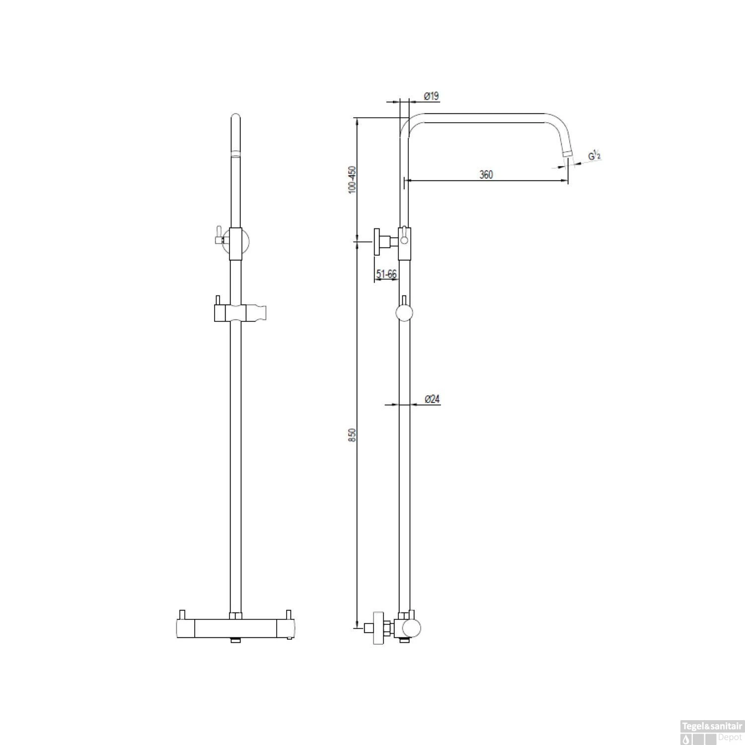 Regendouche Brauer Chrome Showerpipe Met Thermostaat 30cm 3 Standen Messing Chroom 5 Regendouche Brauer Chrome Showerpipe Met Thermostaat 30cm 3 Standen Messing Chroom - Afbeelding 3