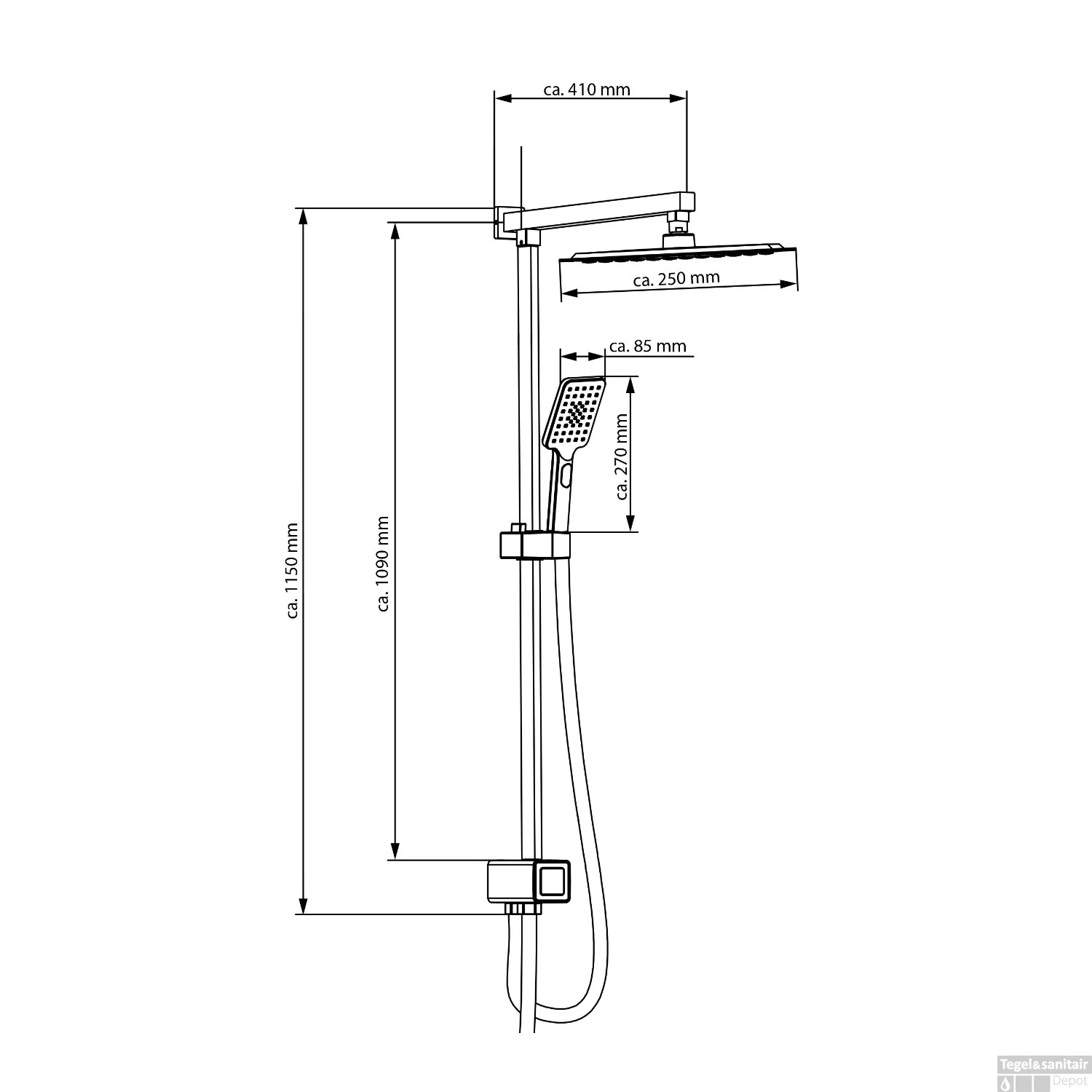 Regendouche Schutte Silver Rain 3 Standen Handdouche Incl Douchestang Chroom 4 Regendouche Schutte Silver Rain 3 Standen Handdouche Incl Douchestang Chroom - Afbeelding 2