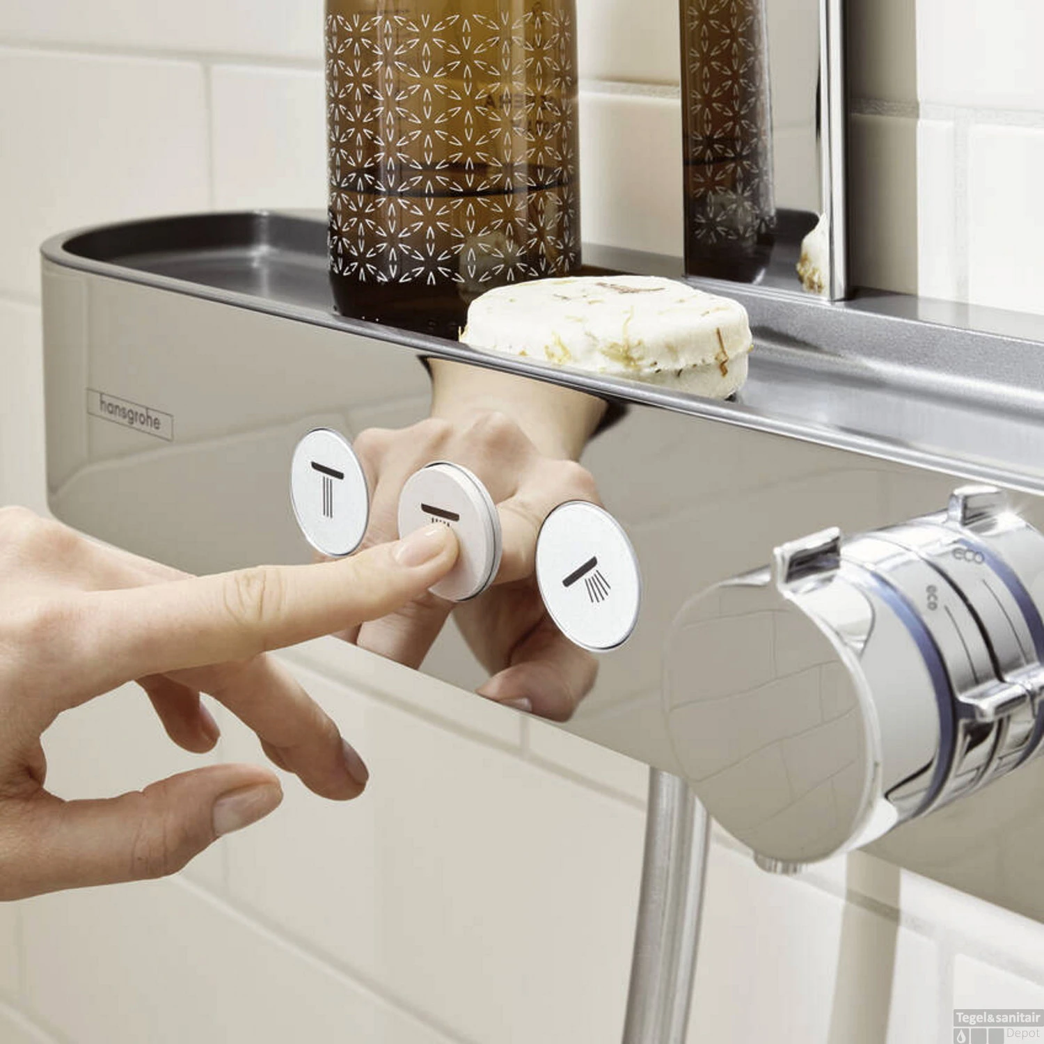 Regendouche Set HansGrohe Pulsify S Showerpipe 2 Jets Met ShowerTablet Select 400 Chroom - Afbeelding 2