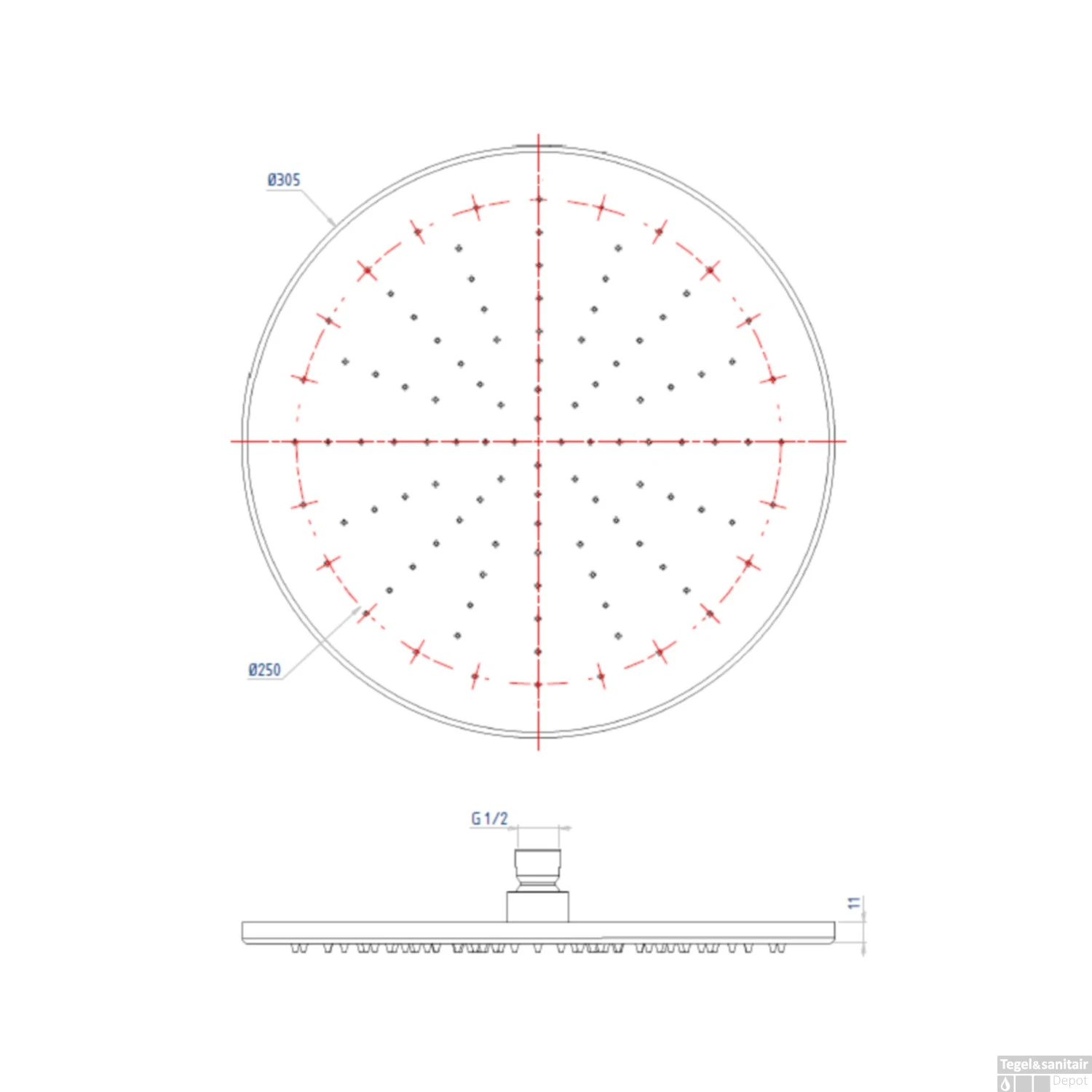 Regendouchekop Salenzi Marble 30cm White Marble OP=OP 5 Regendouchekop Salenzi Marble 30cm White Marble OP=OP - Afbeelding 3