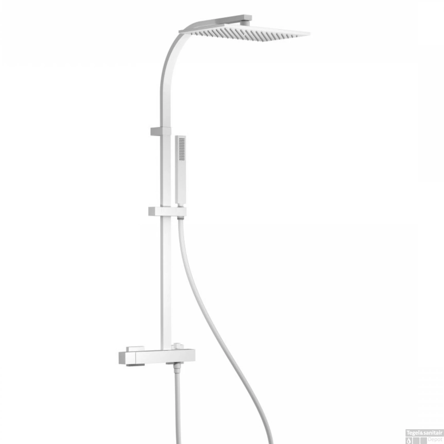 Regendoucheset Tres Slim Exclusive Opbouw Mengkraan Met Antikalk Handdouche Mat Wit