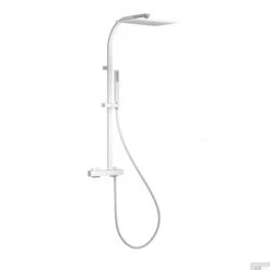 Regendoucheset Tres Slim Exclusive Opbouw Mengkraan Met Antikalk Handdouche Mat Wit -Hansgrohe Badkamerinterieur Winkel regendoucheset tres slim exclusive opbouw mengkraan met antikalk handdouche mat wit 1